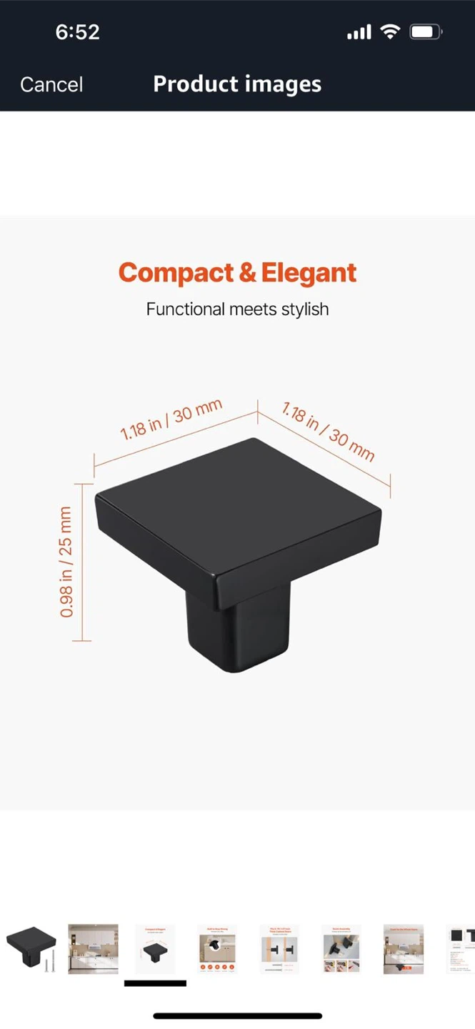 New-Black Square Cabinet Knobs (Pack of 10) - photo 3