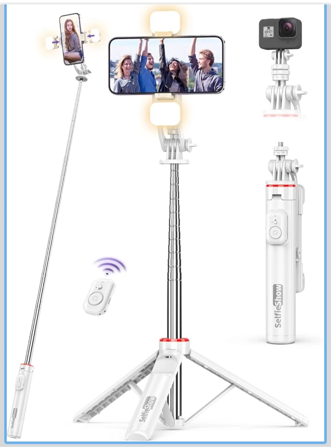 Tripod Selfie Stick with LED Lights