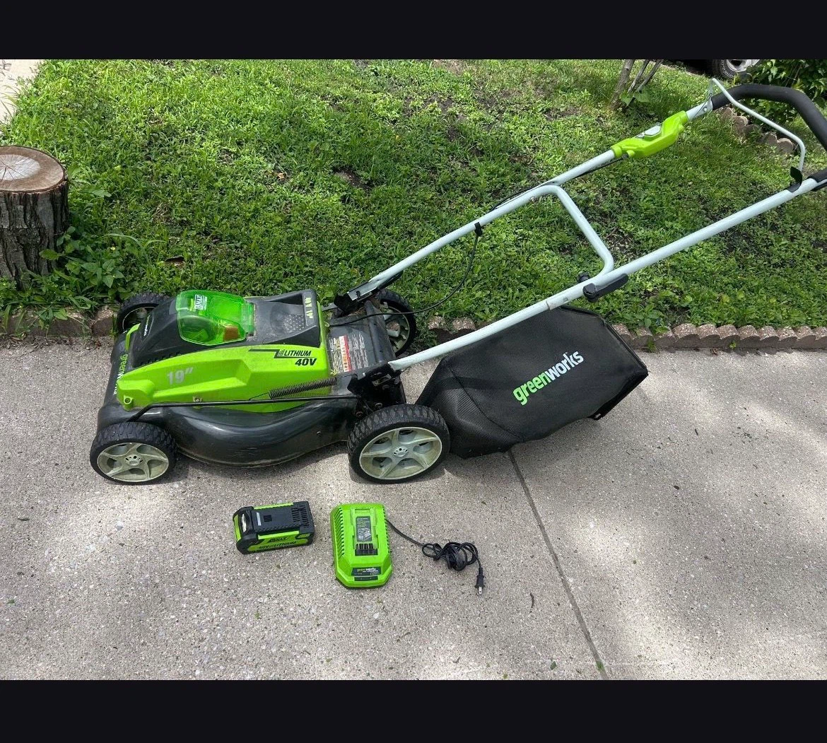 Cordless Electric Lawn Mower with 2 Batteries and Charger