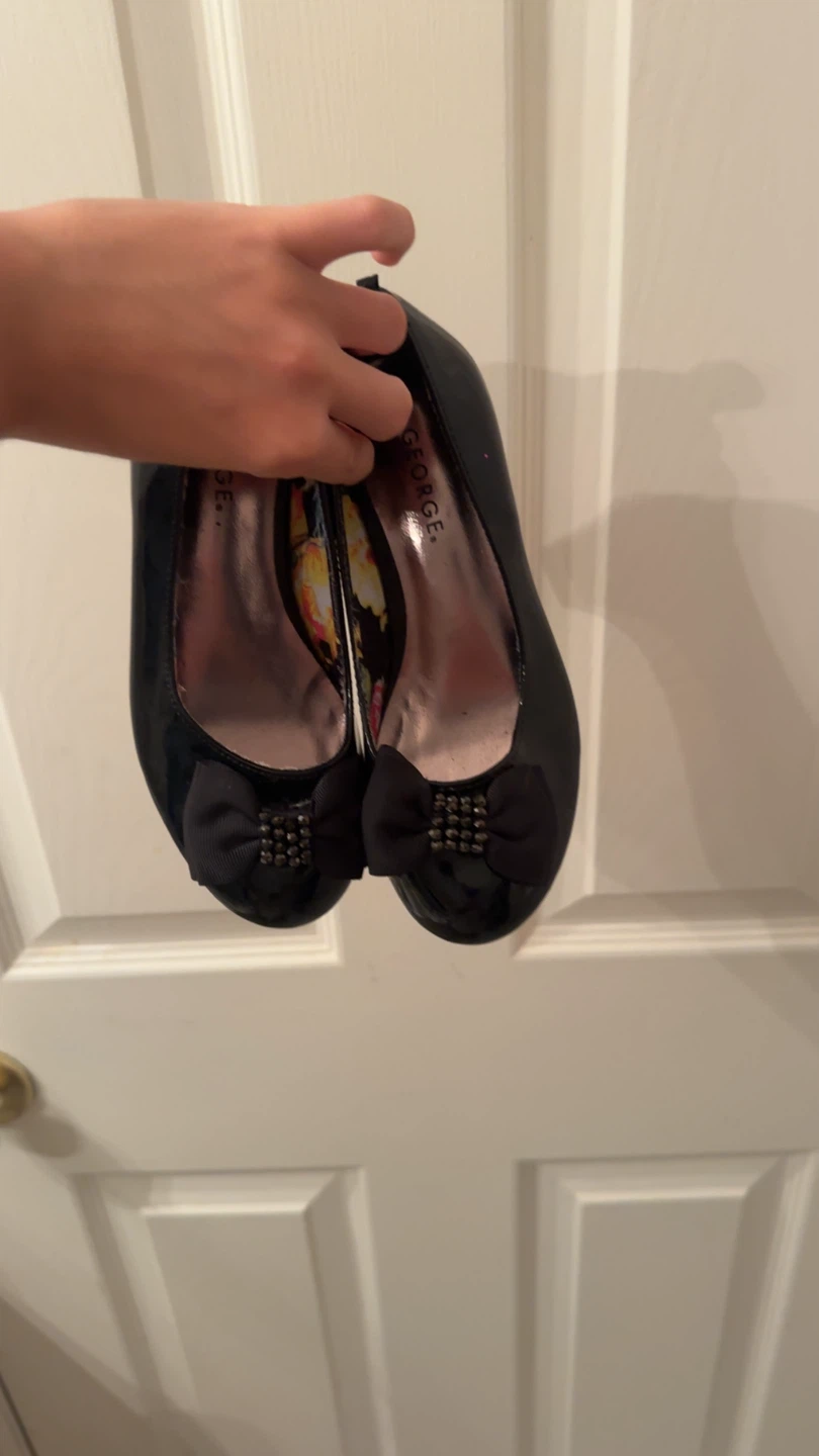 George Black Patent Bow Dress Shoes