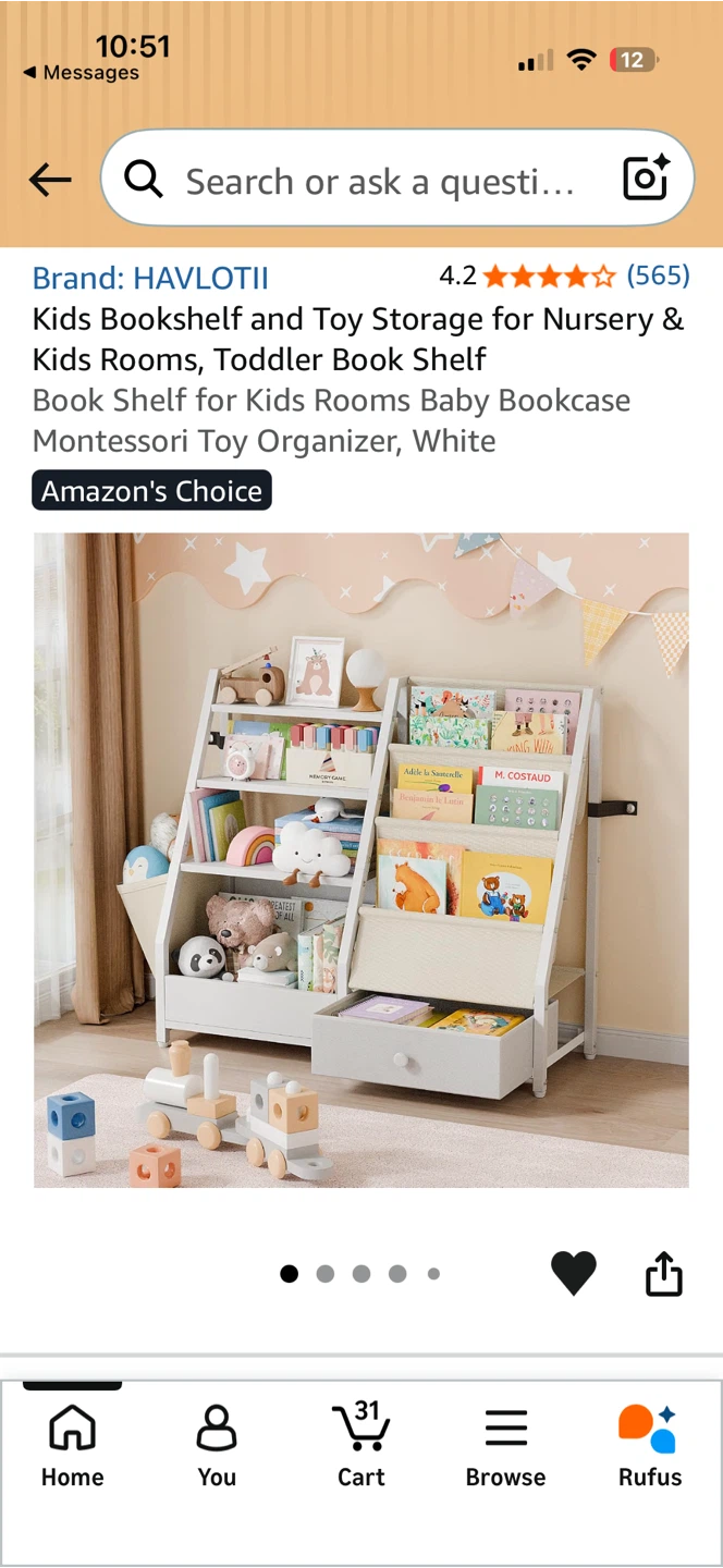 Kids Bookshelf and Toy Storage White