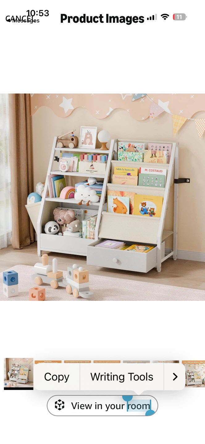 Kids Bookshelf and Toy Storage White - photo 5