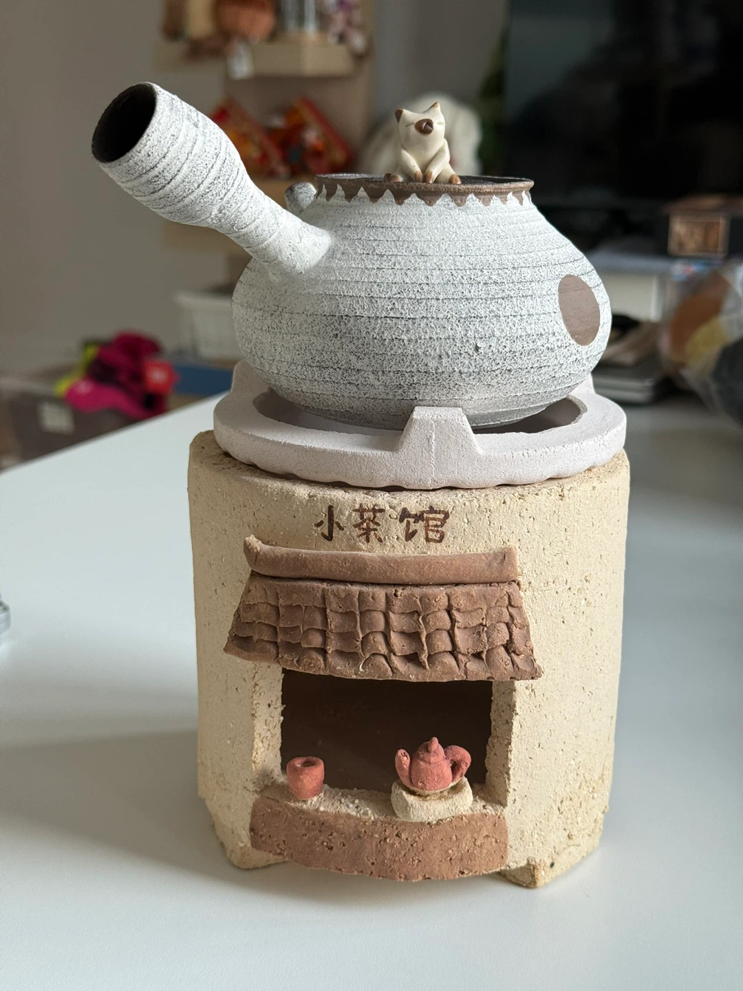 Ceramic Teapot with Miniature Stove