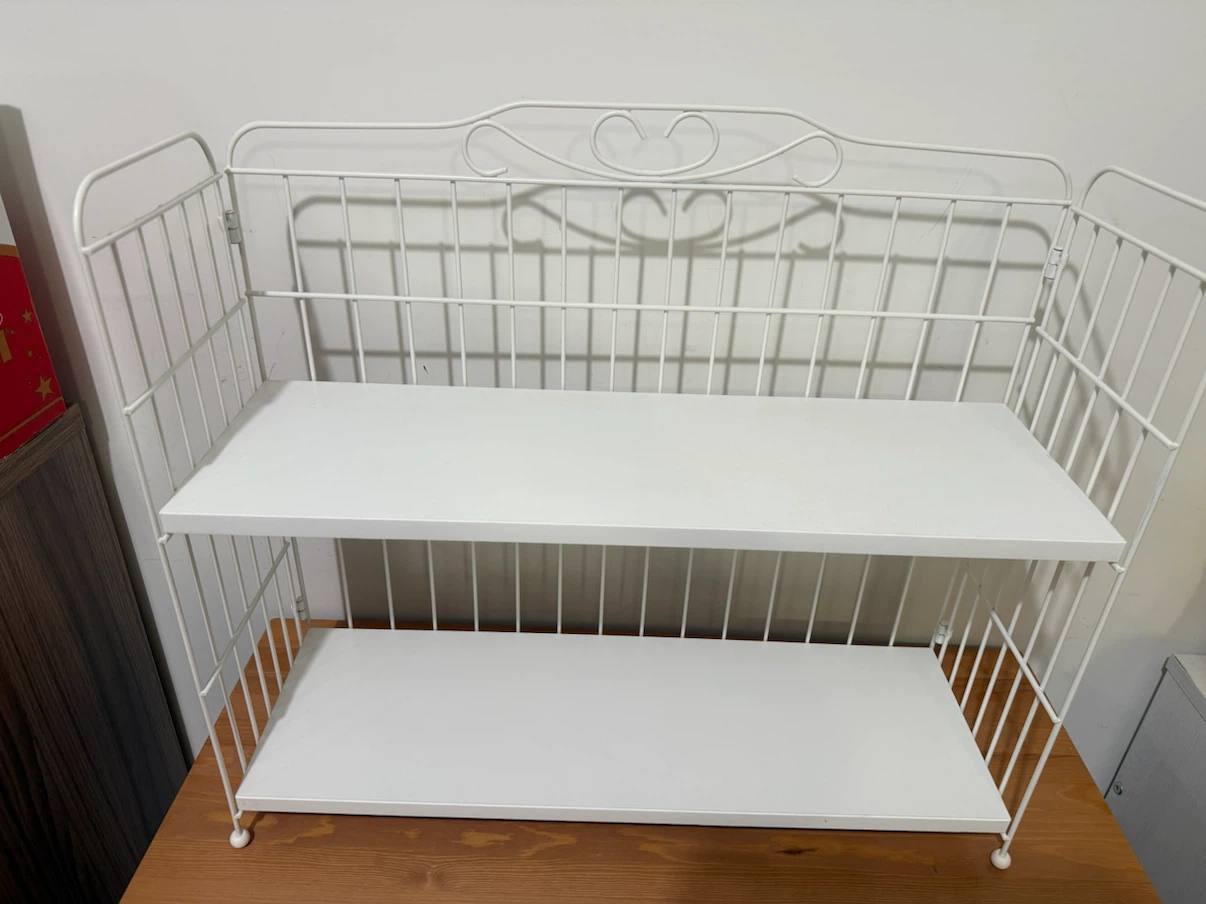 White Two-Tier Metal Countertop Shelf / desk organizer