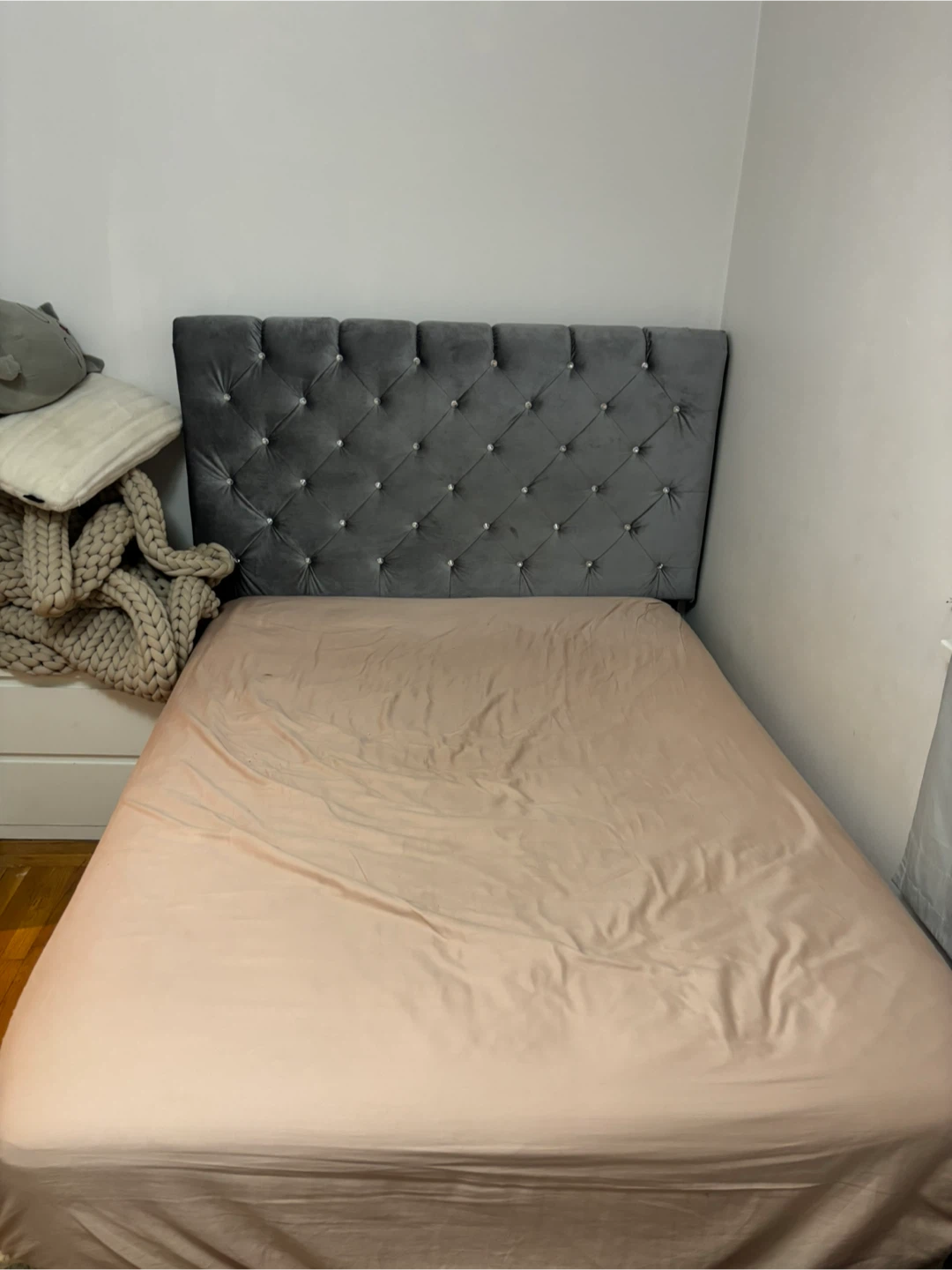 Grey Velvet Upholstered double Bed Frame