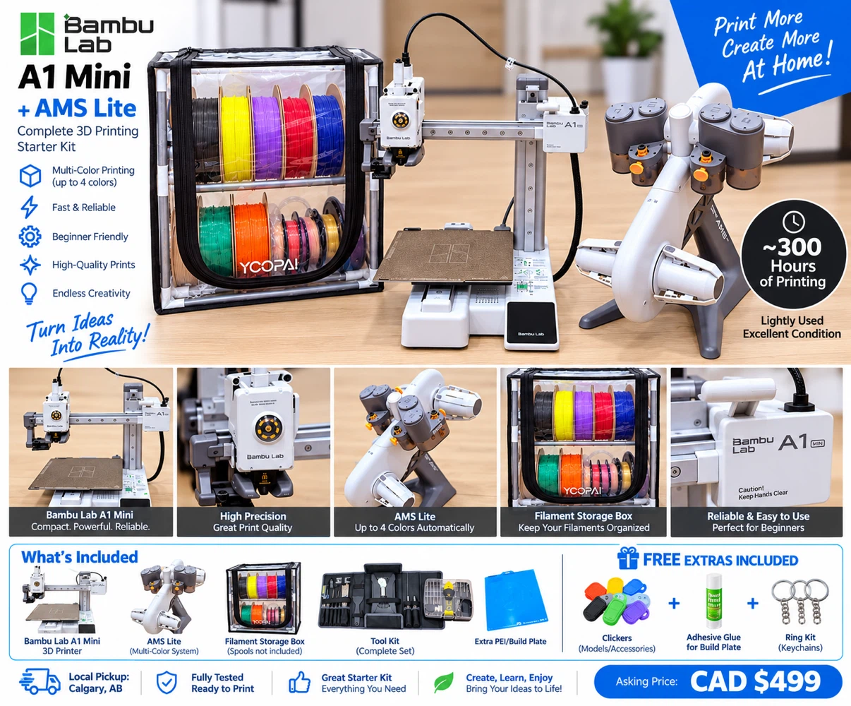 Bambu Lab A1 Mini + AMS Lite – Complete 3D Printing Kit - photo 2