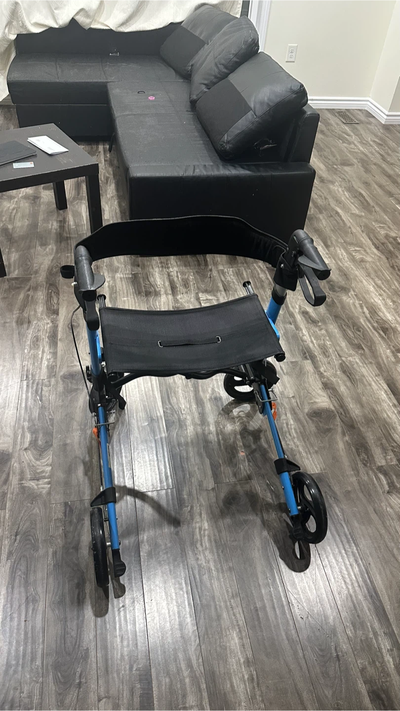 Blue 4-Wheel Walker with Seat and Brakes - photo 3