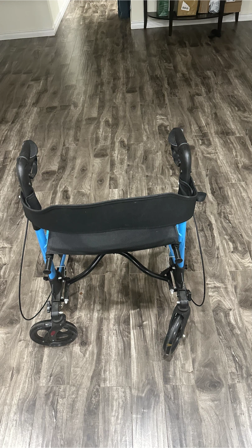 Blue 4-Wheel Walker with Seat and Brakes - photo 4