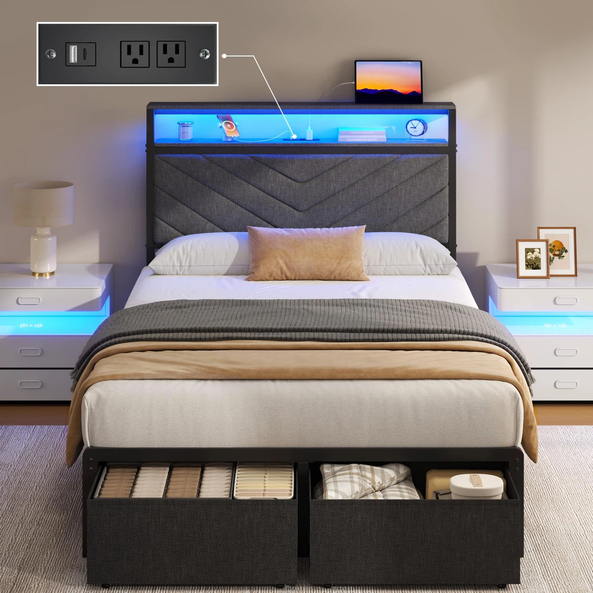 Fluest Twin Bed Frame with Storage Drawers