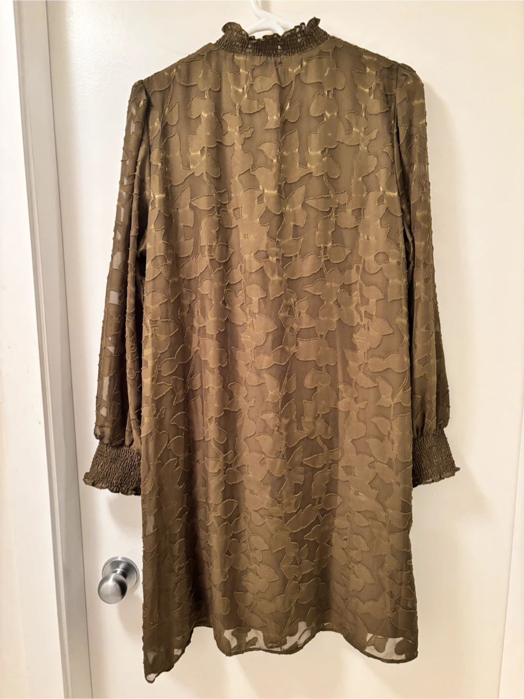 Tommy Hilfiger Olive Green Long Sleeve Smocked-Yoke Dress Size14 - photo 2
