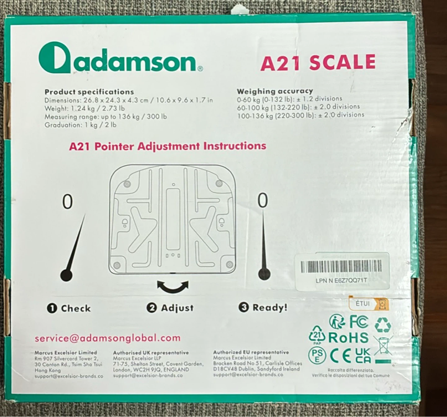 New Adamson A21 Scale - 300 lb / 136 kg Capacity - photo 2