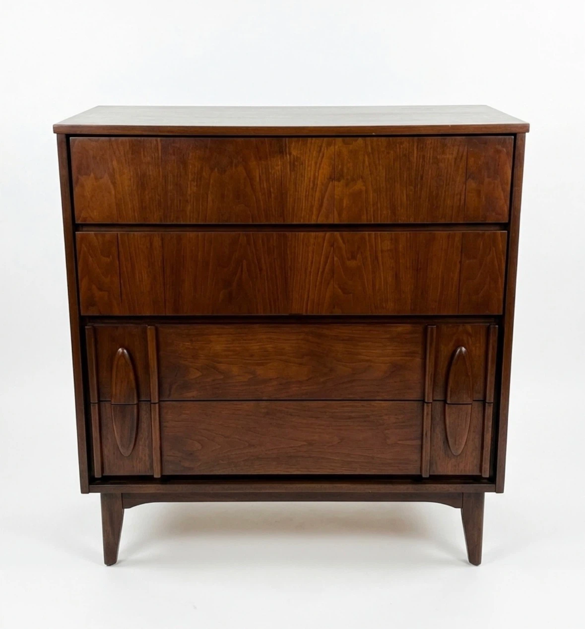 Mcm walnut tall boy dresser