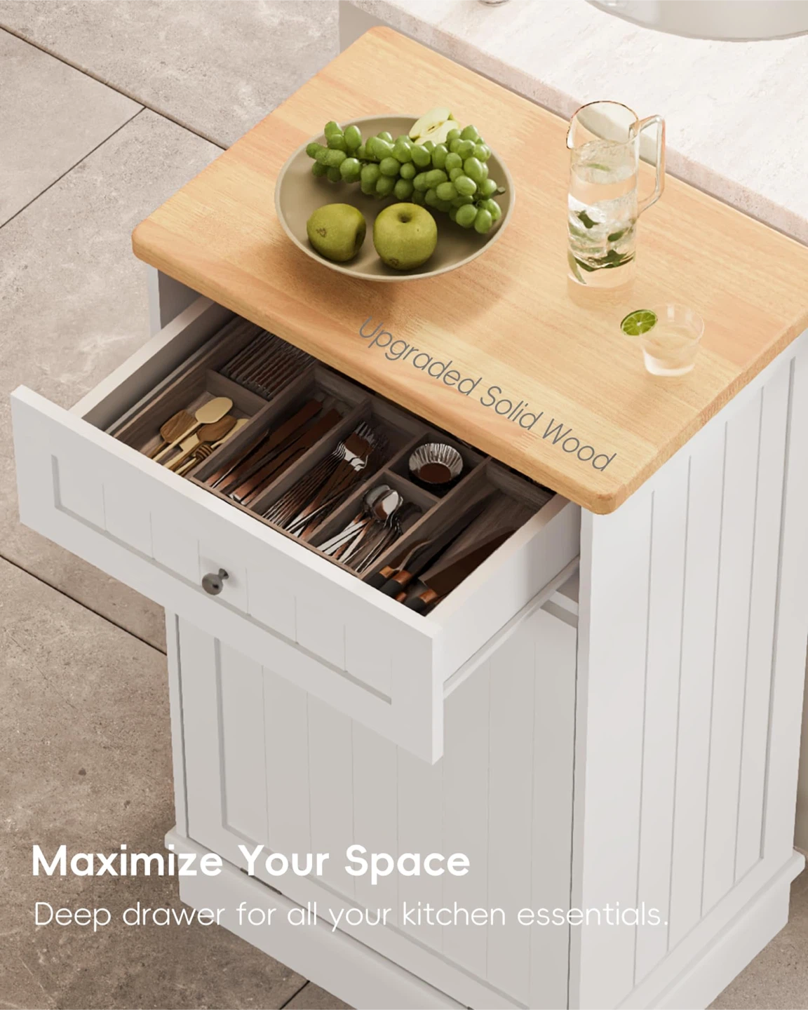 10 Gallon Tilt Out Trash Cabinet with Big Storage Drawer - photo 3
