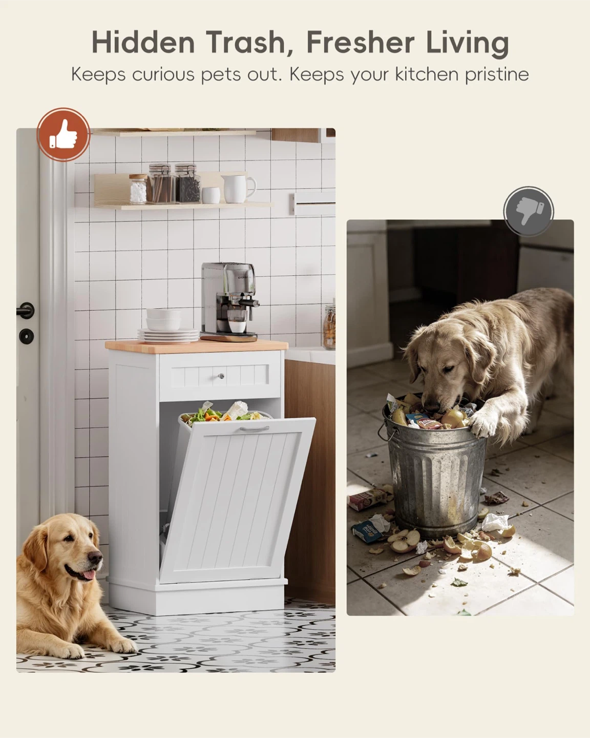 10 Gallon Tilt Out Trash Cabinet with Big Storage Drawer - photo 4