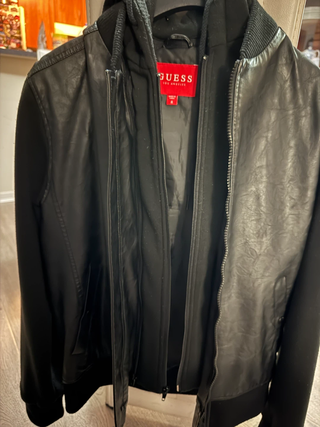 Guess Men’s Faux Leather Hooded Jacket - photo 2