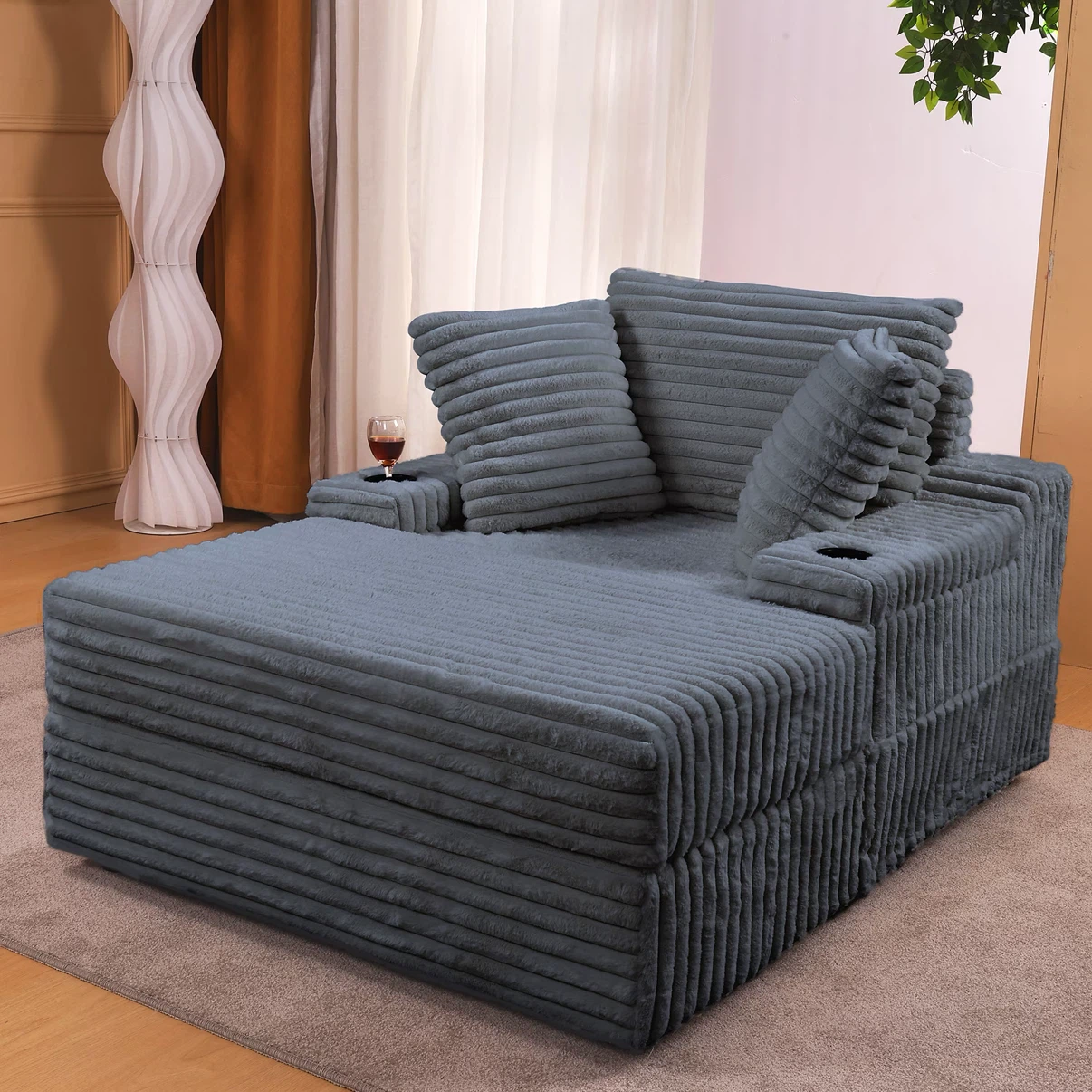Yiwa Large Chaise Lounge Chair with Ottoman