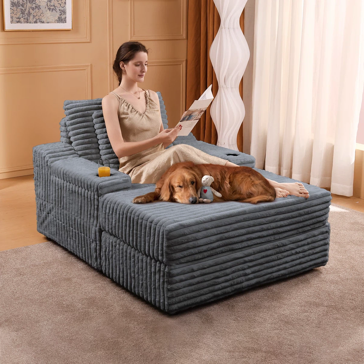 Yiwa Large Chaise Lounge Chair with Ottoman - photo 2
