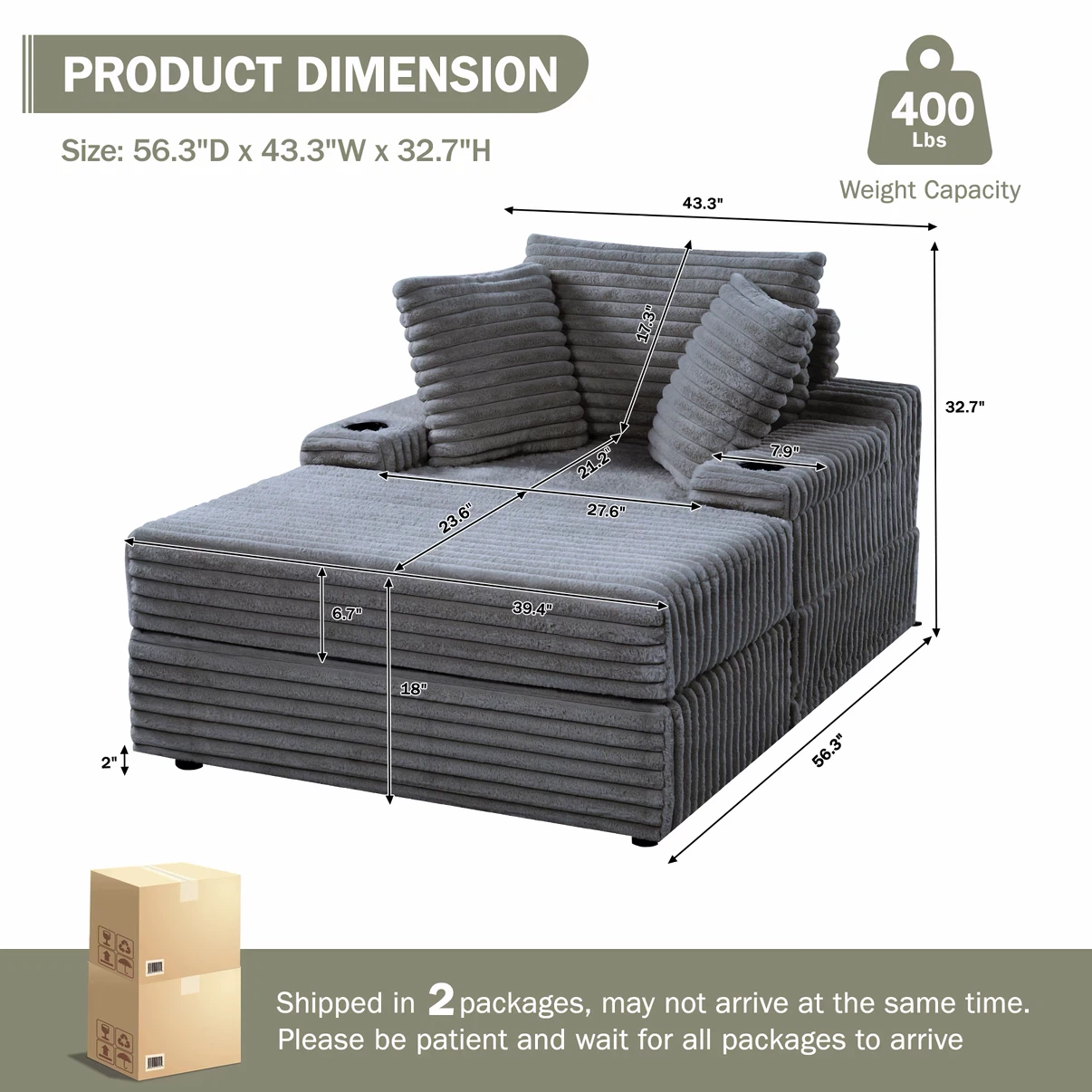 Yiwa Large Chaise Lounge Chair with Ottoman - photo 4