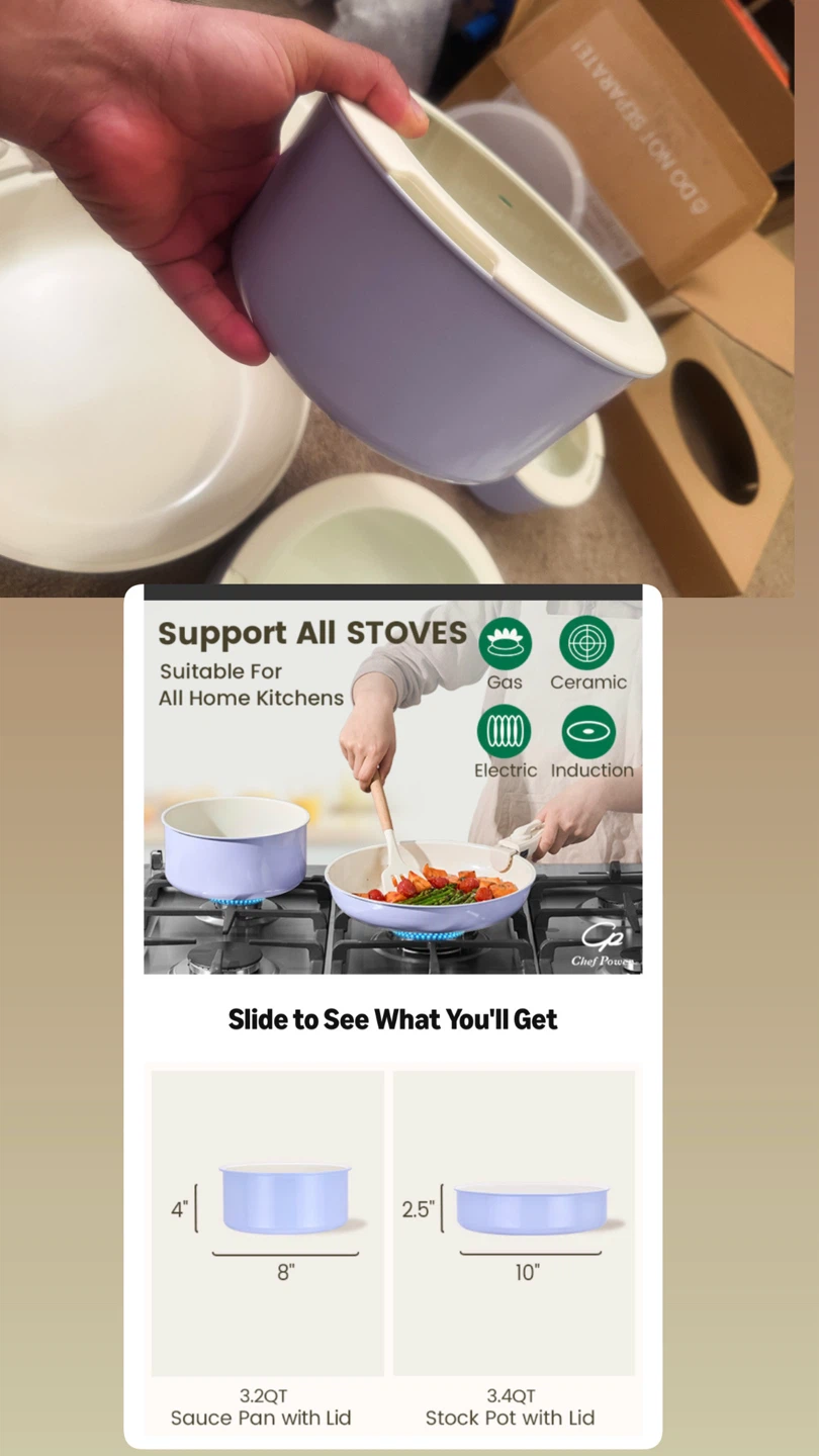Chef Power Ceramic Nonstick Cookware Set - photo 5