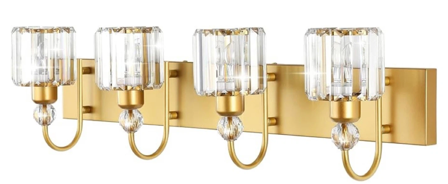 NEW!! Ralbay Gold Vanity Lights 4-Lights Gold Crystal - photo 3