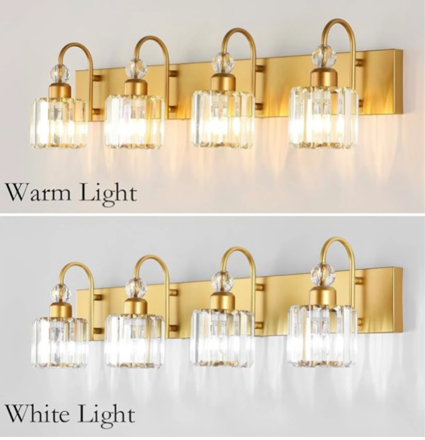 NEW!! Ralbay Gold Vanity Lights 4-Lights Gold Crystal - photo 2