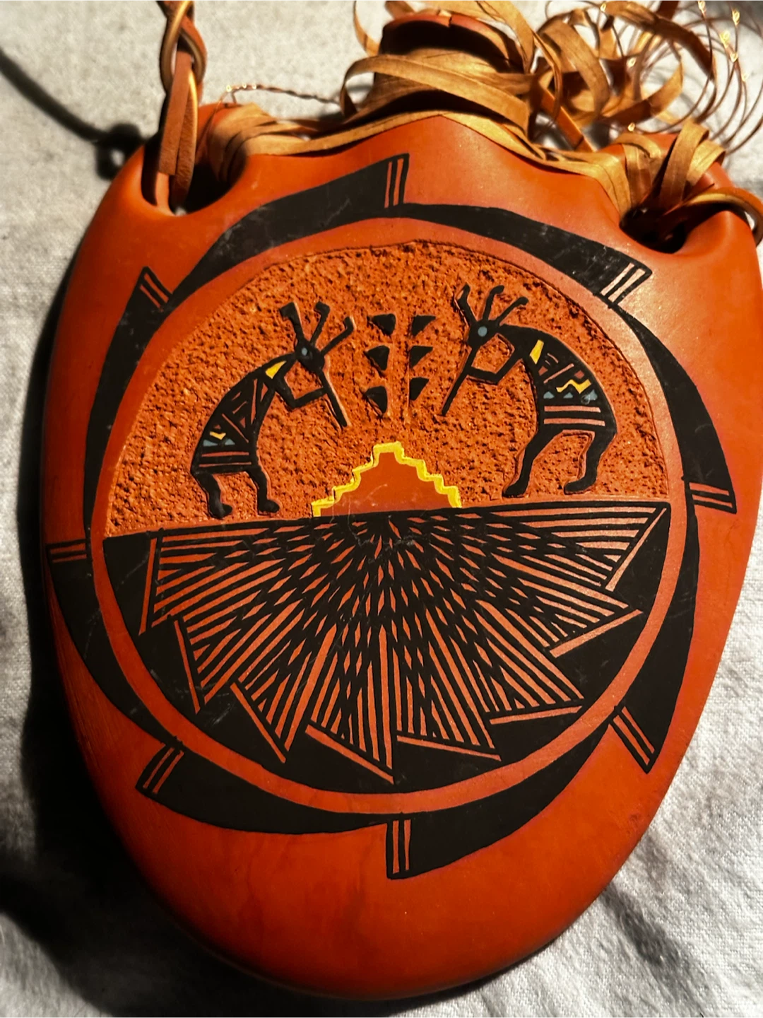 Signed Acoma Pueblo Pottery Wall Pocket 1996 - photo 2