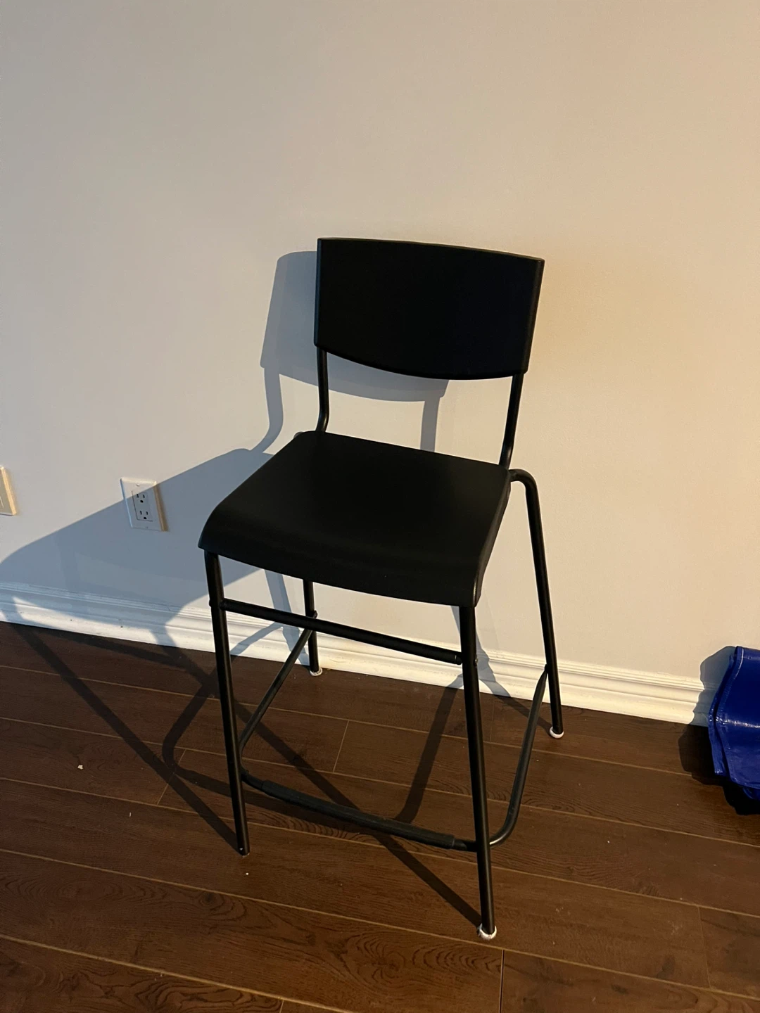 THREE IKEA STIG bar stools with backrest, black