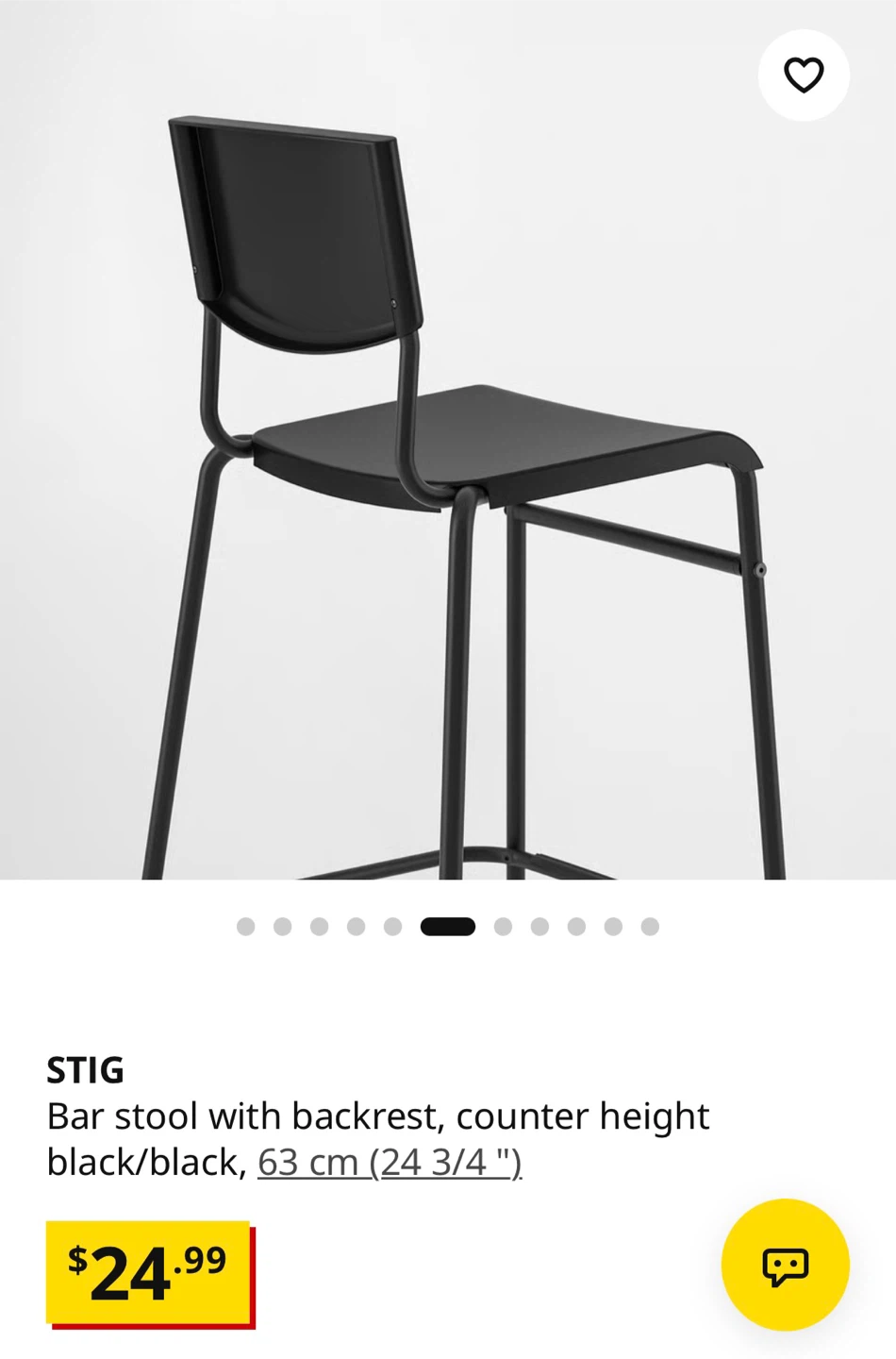 THREE IKEA STIG bar stools with backrest, black - photo 2
