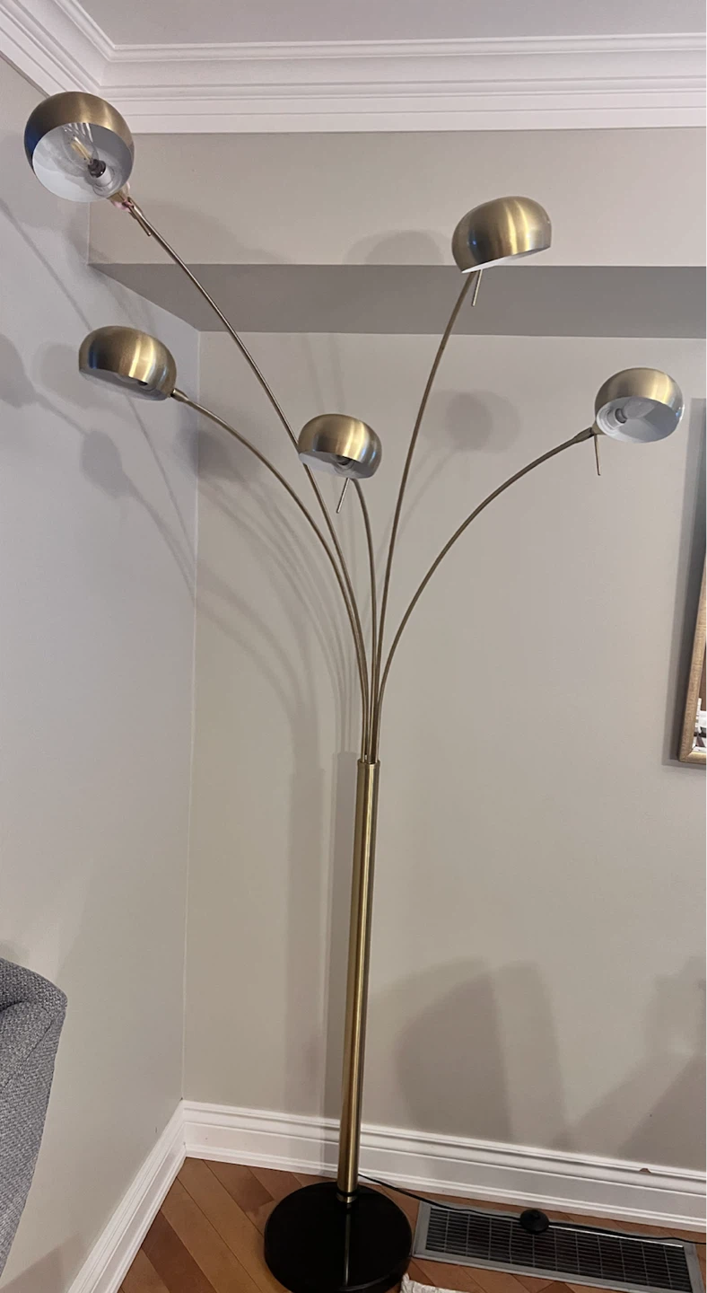 Gold Arc Floor Lamp with 5 Heads