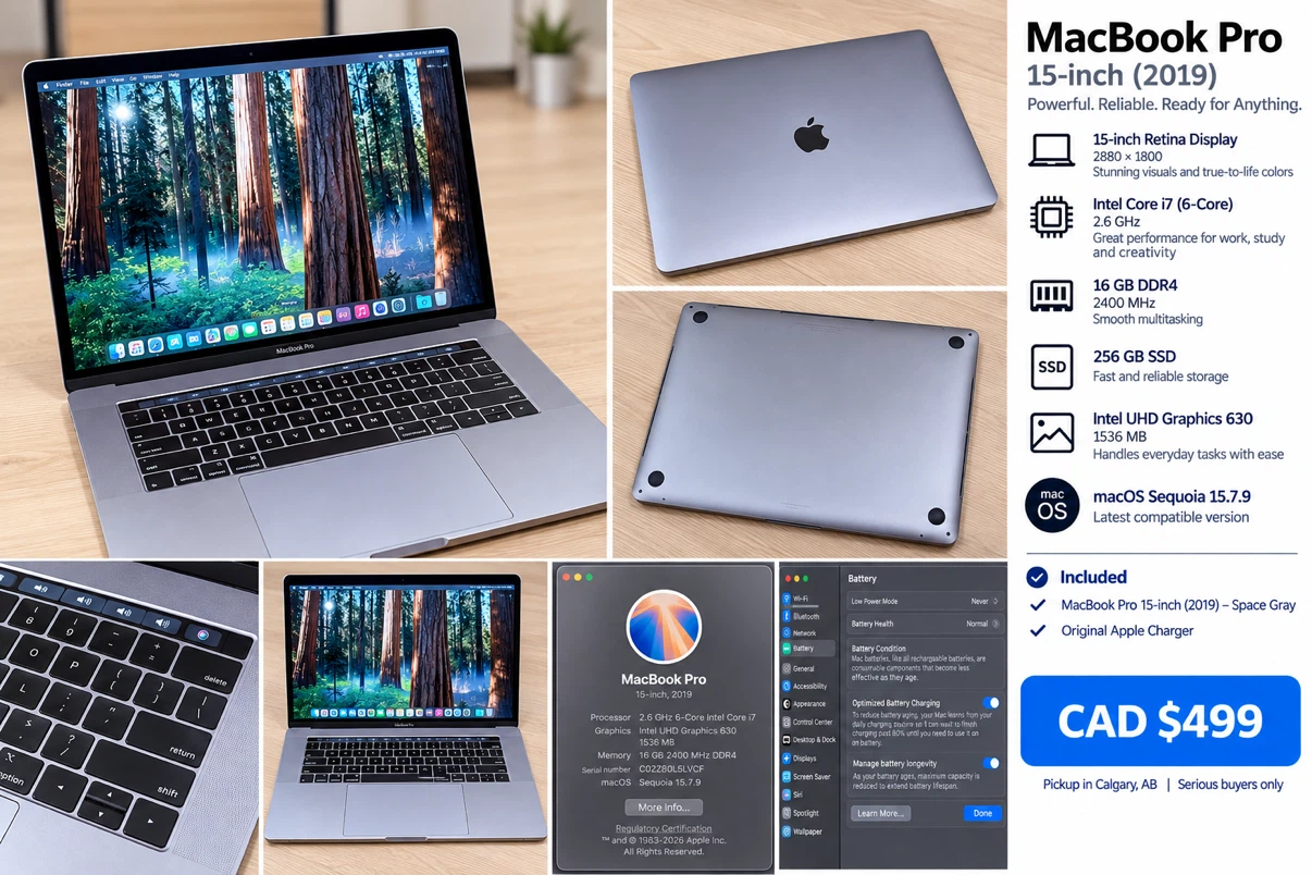 Apple MacBook Pro 15” 2019 – i7, 16GB , 256GB SSD – Space Gray - photo 3