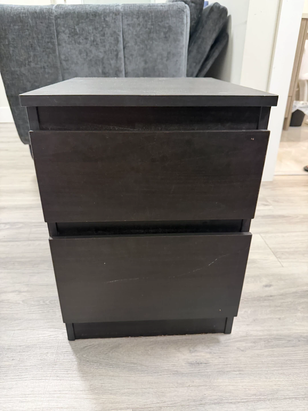 Dark Brown 2-Drawer Nightstand