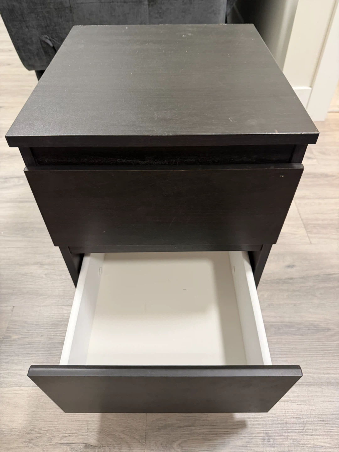 Dark Brown 2-Drawer Nightstand - photo 3