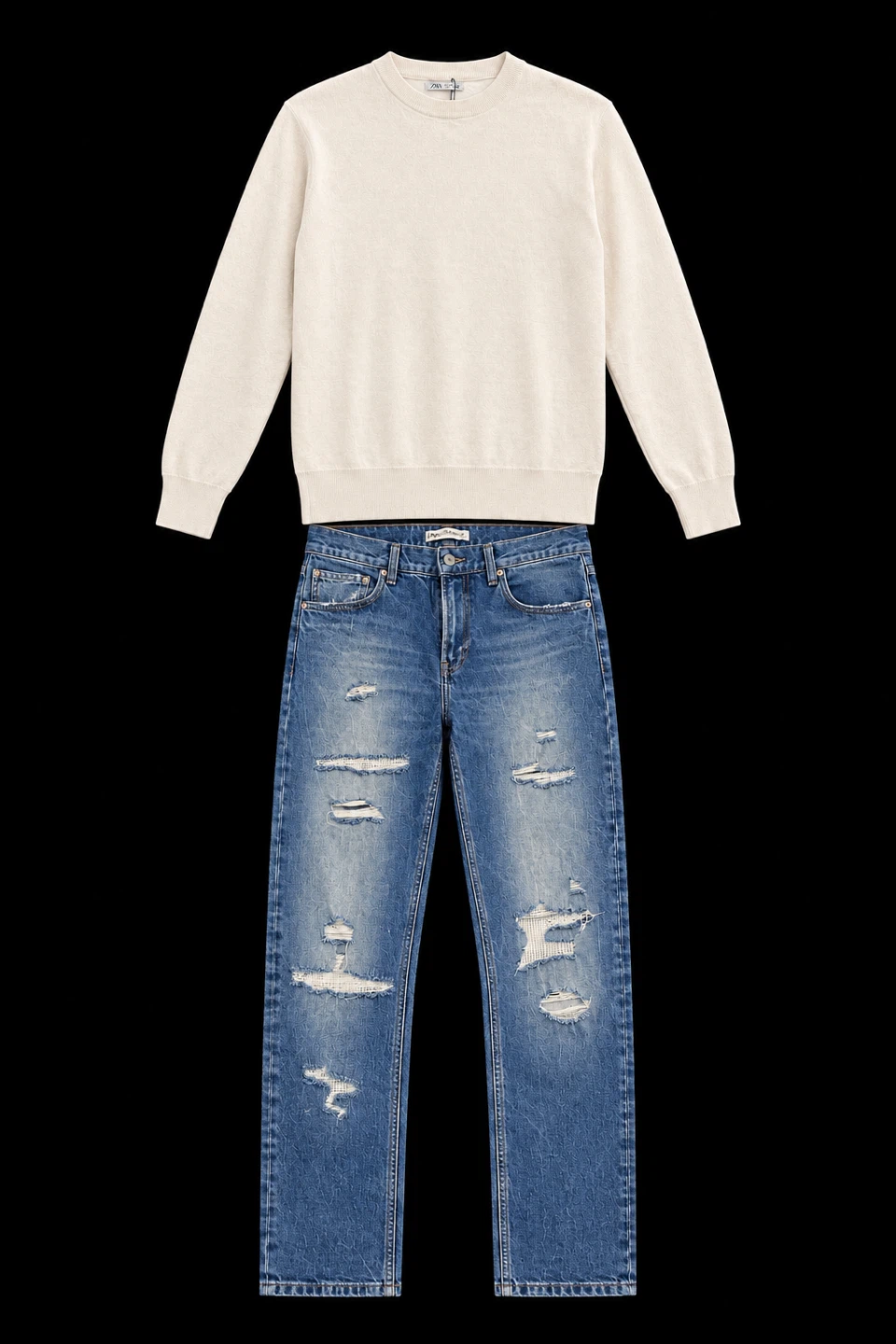 Zara Sweater and Distressed Jeans Set