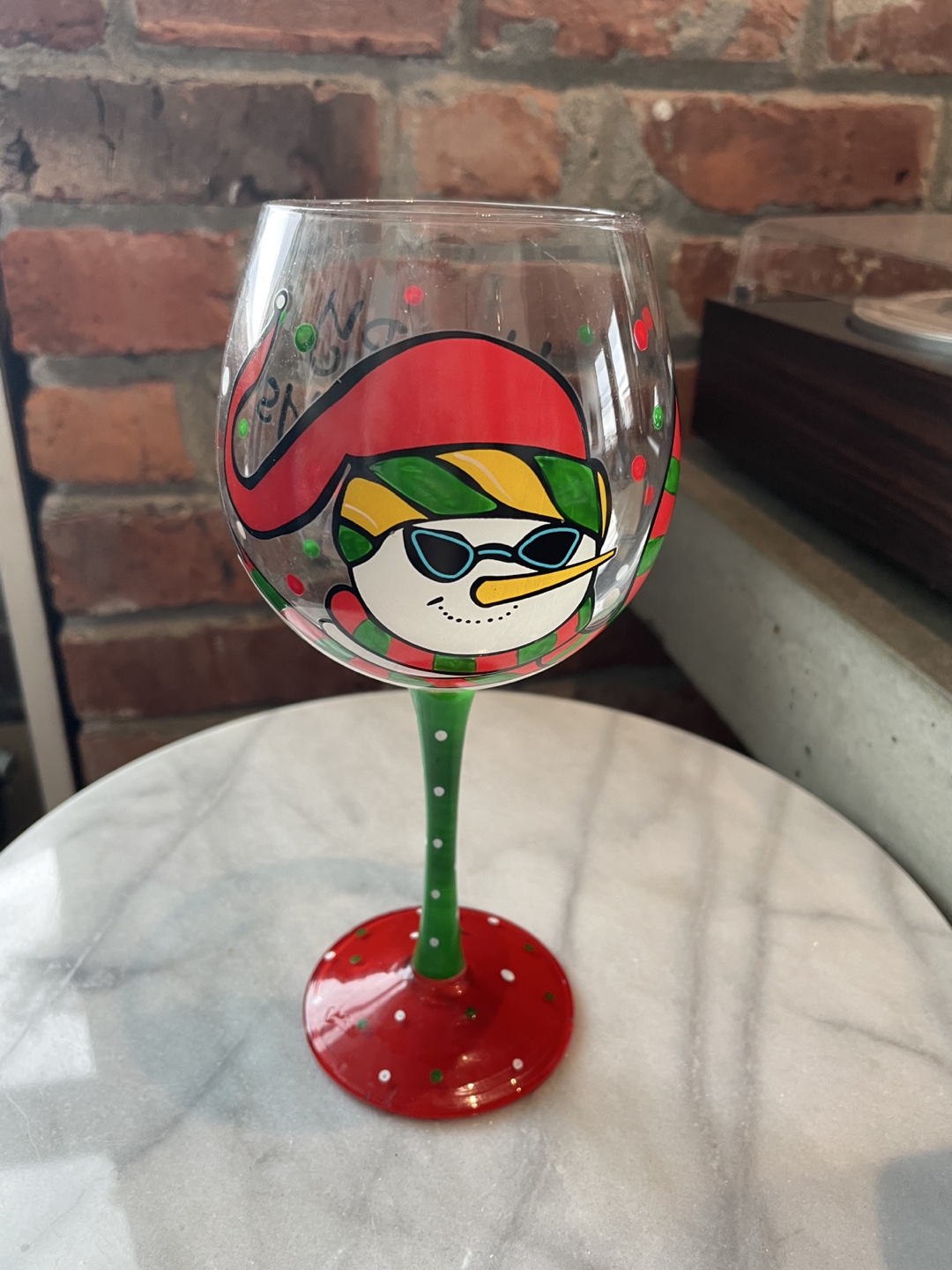 Holiday Snowman Wine Glass