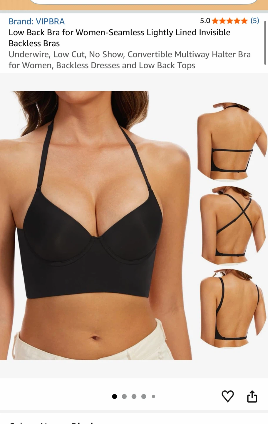 VIPBRA Low Back Convertible Bra Black 36C - photo 2