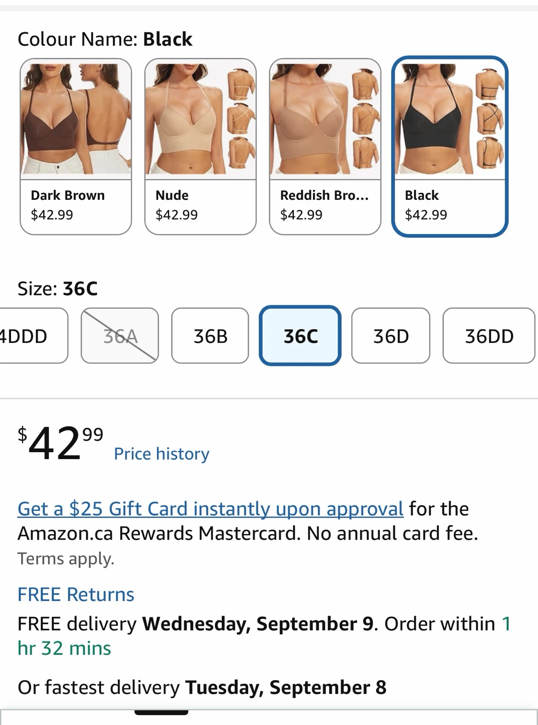 VIPBRA Low Back Convertible Bra Black 36C - photo 3