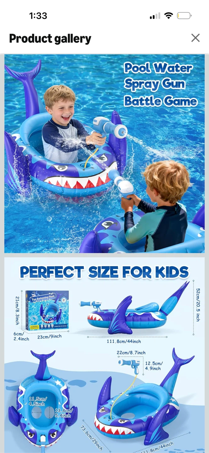 Fun Swimming Float Shark Pool Water Spray Gun Battle Game - photo 3