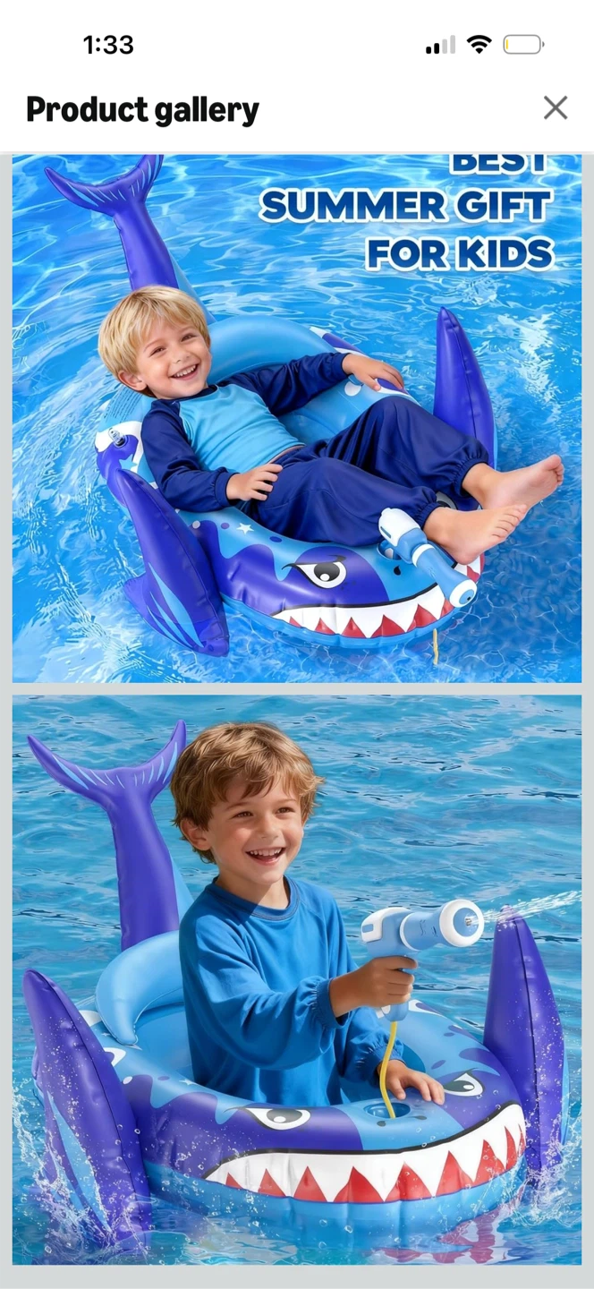 Fun Swimming Float Shark Pool Water Spray Gun Battle Game - photo 4