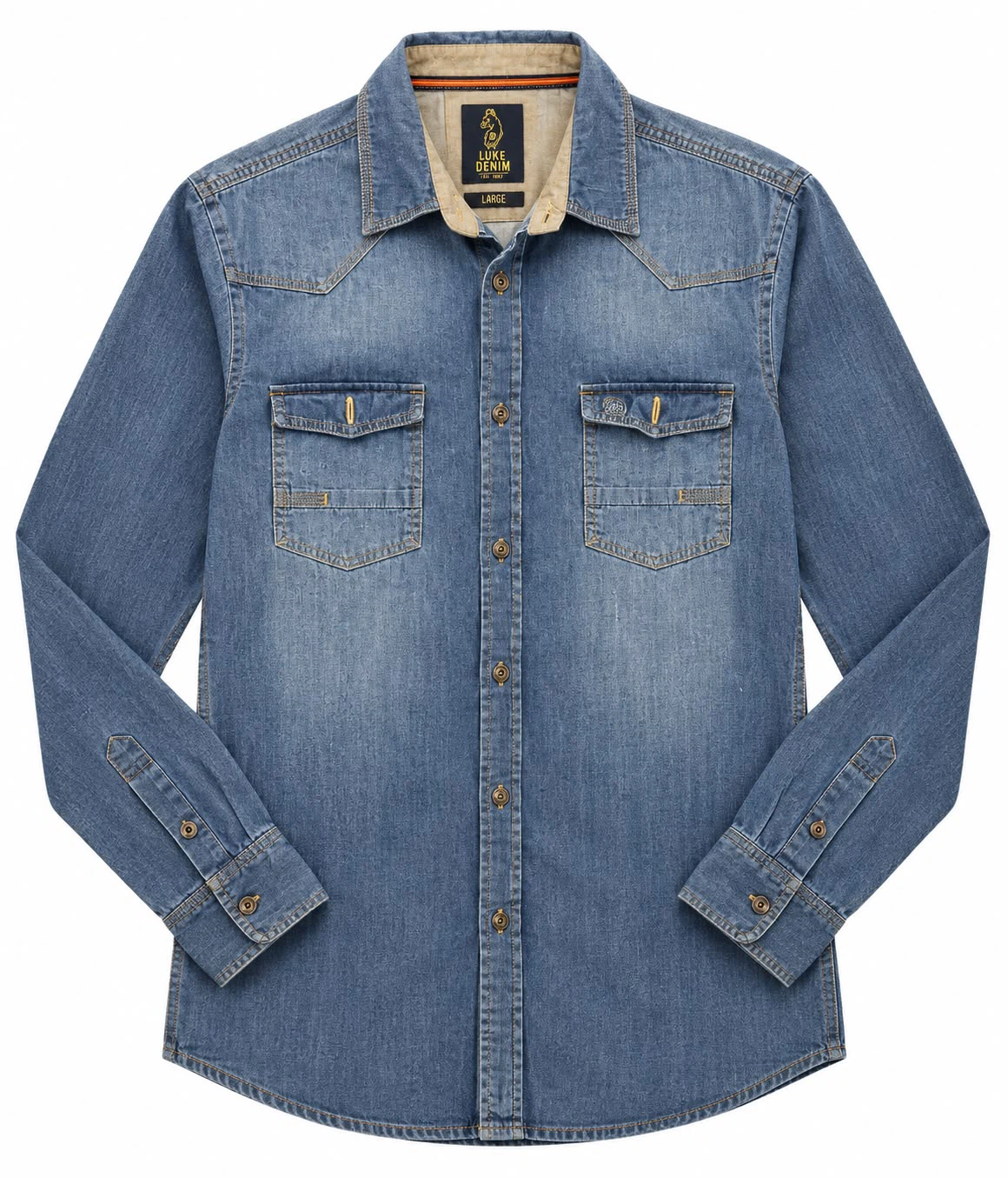 Luke Denim Blue Long Sleeve Shirt