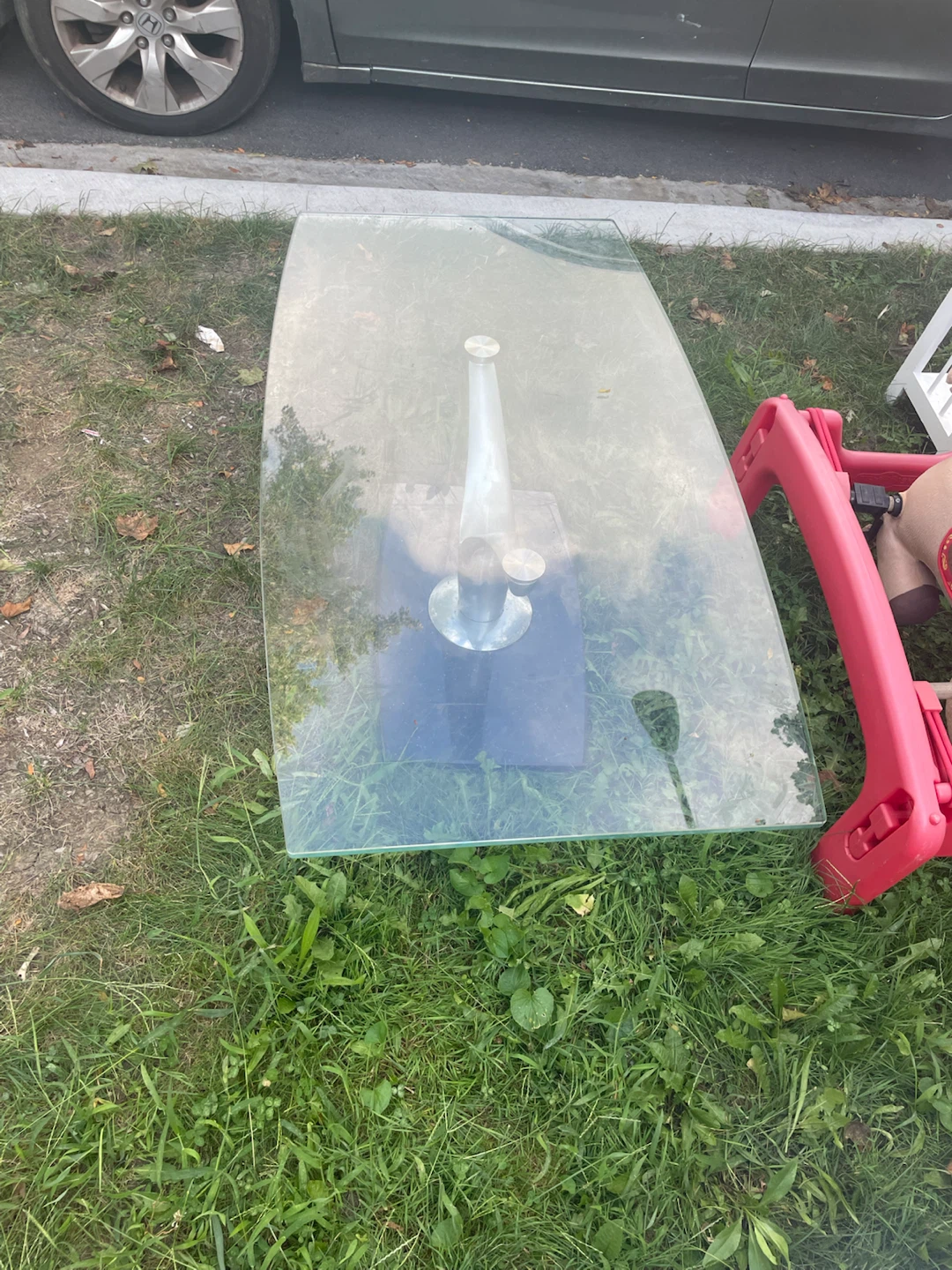 Glass Coffee Table with Metal Base