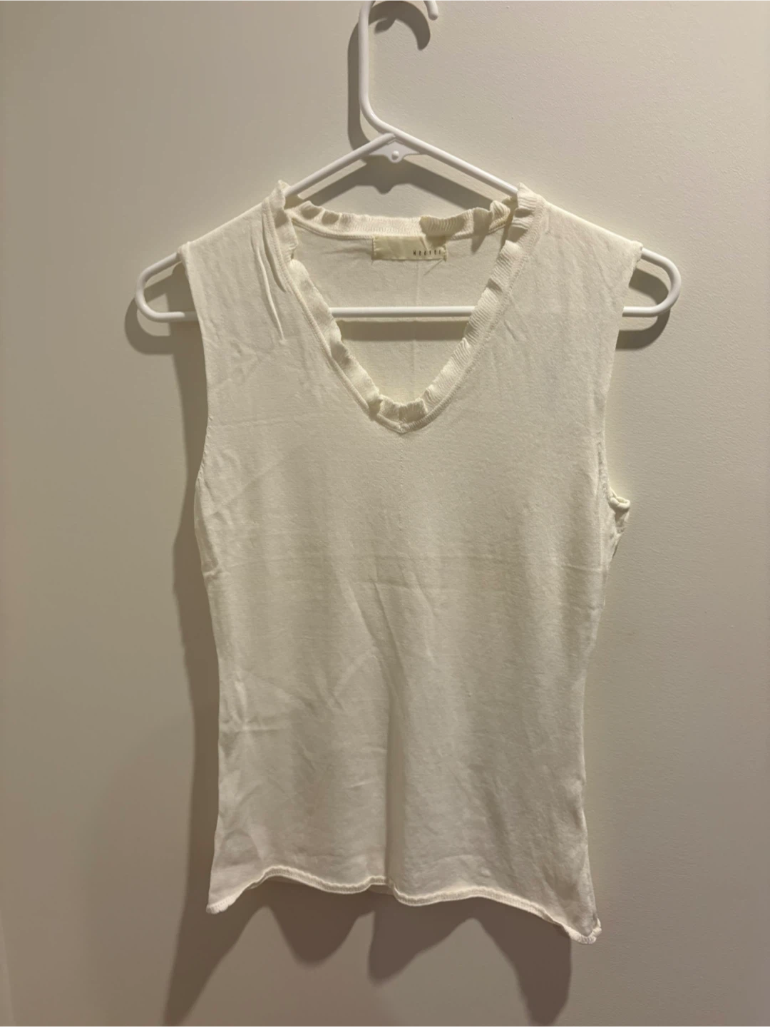 Kivari Cream Ruffled V-Neck Tank Top
