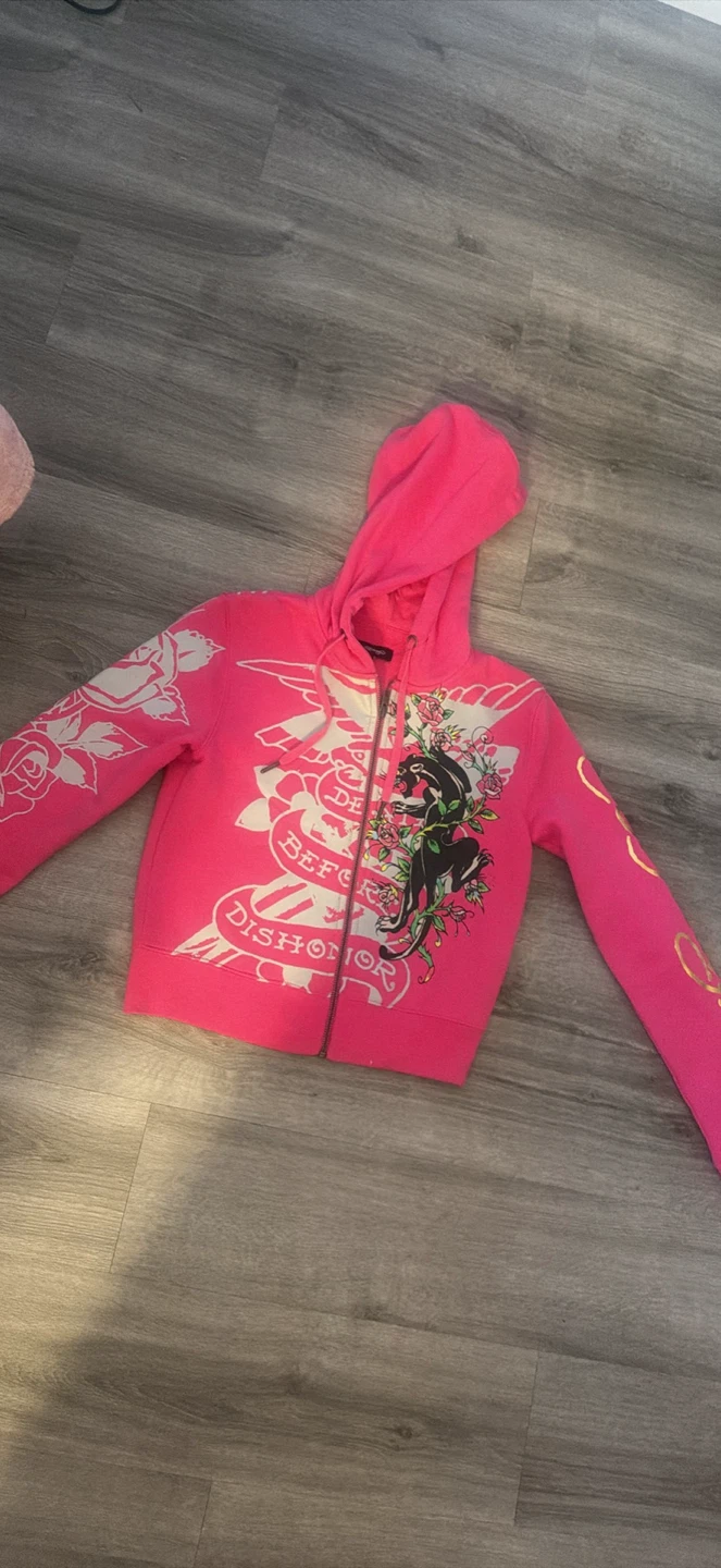 Ed Hardy Pink Zip-Up Hoodie