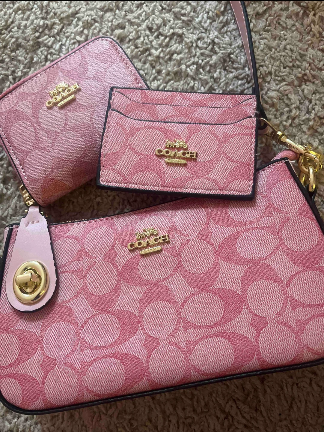 Coach Pink Signature SET   Bag, Wallet, and Cardholder Set - photo 2