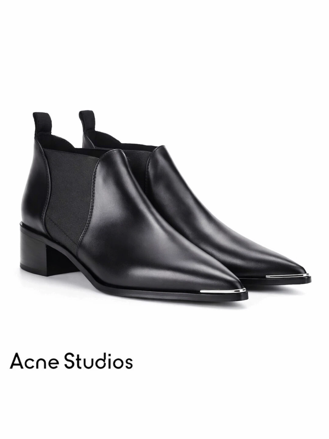 ACNE STUDIOS JENNY BLACK LEATHER ANKLE BOOTS SZ 10 (40) BNIB