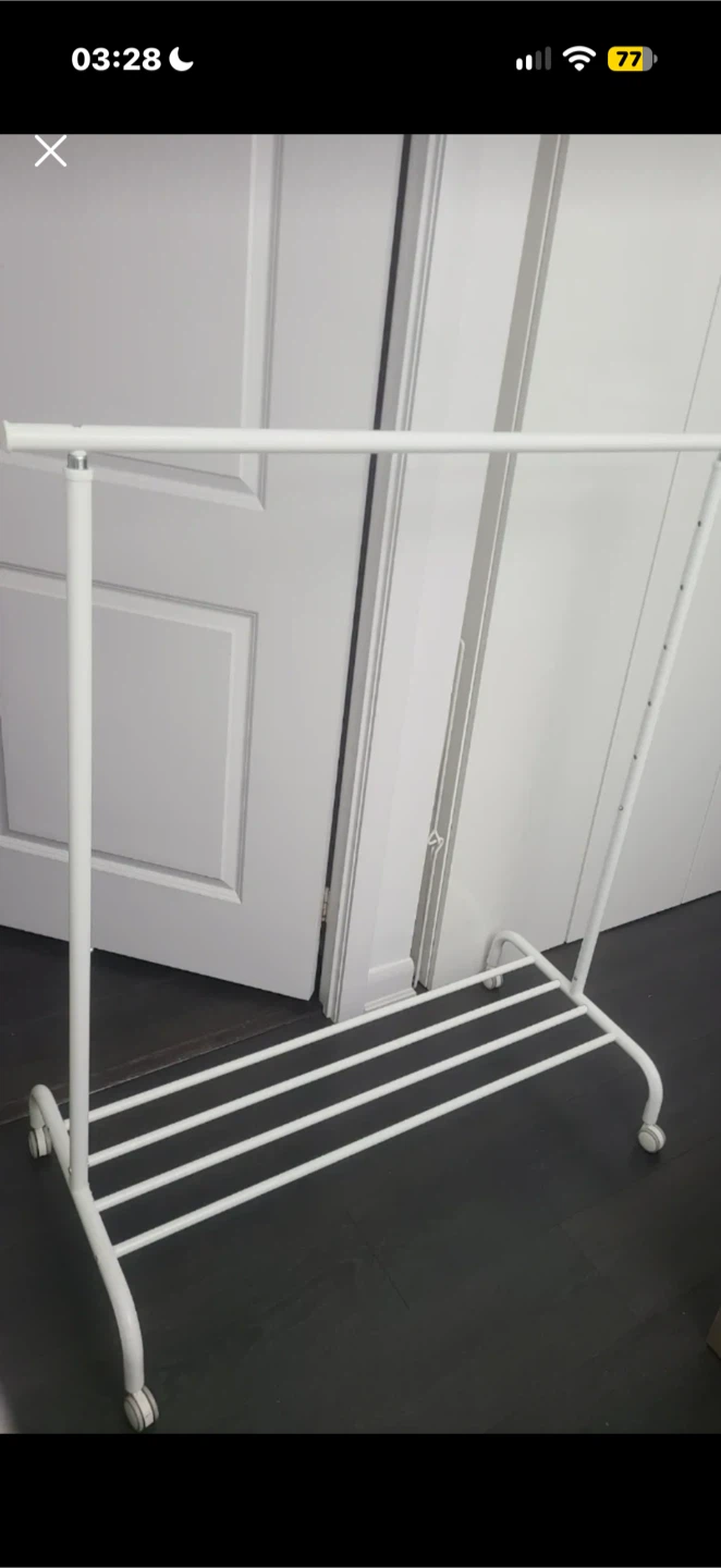 Ikea Rigga White Metal Rolling Clothing Rack - photo 2