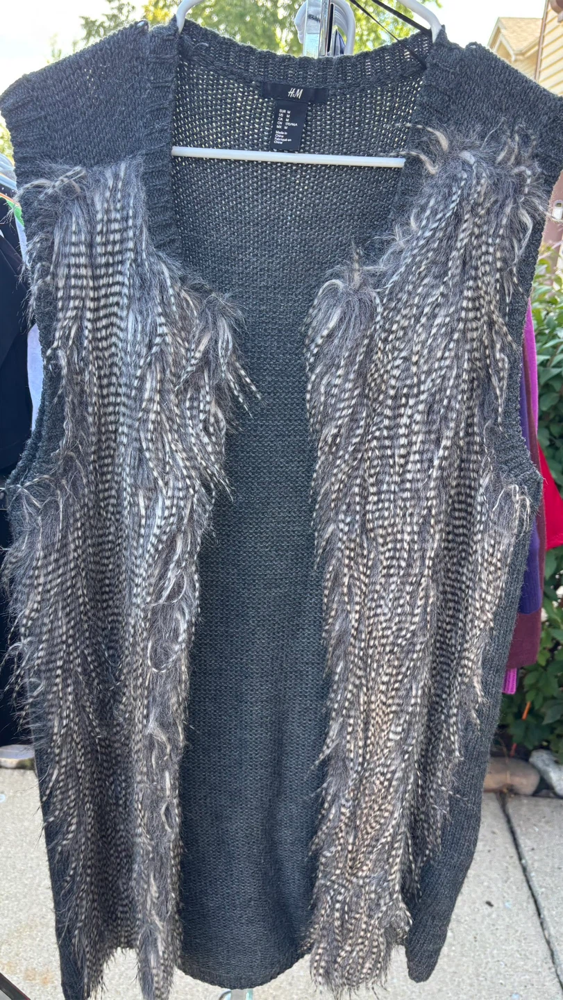 H&M Faux Fur Trim Knit Vest