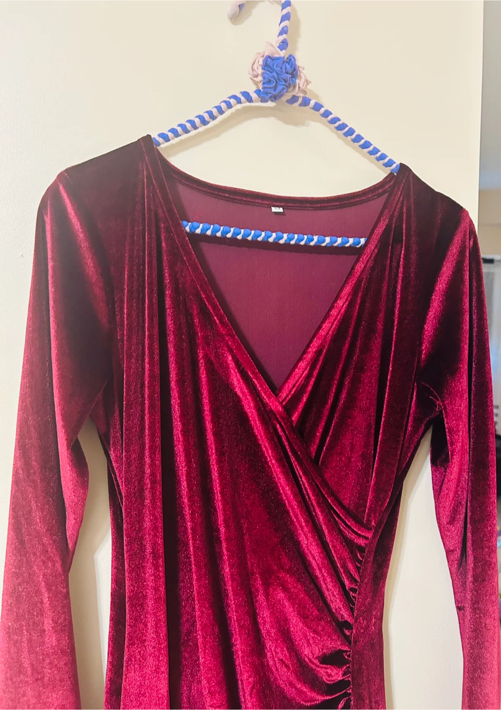 Burgundy Velvet Wrap Dress