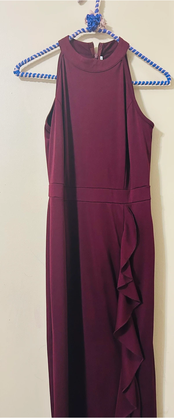 Burgundy Velvet Wrap Dress - photo 2