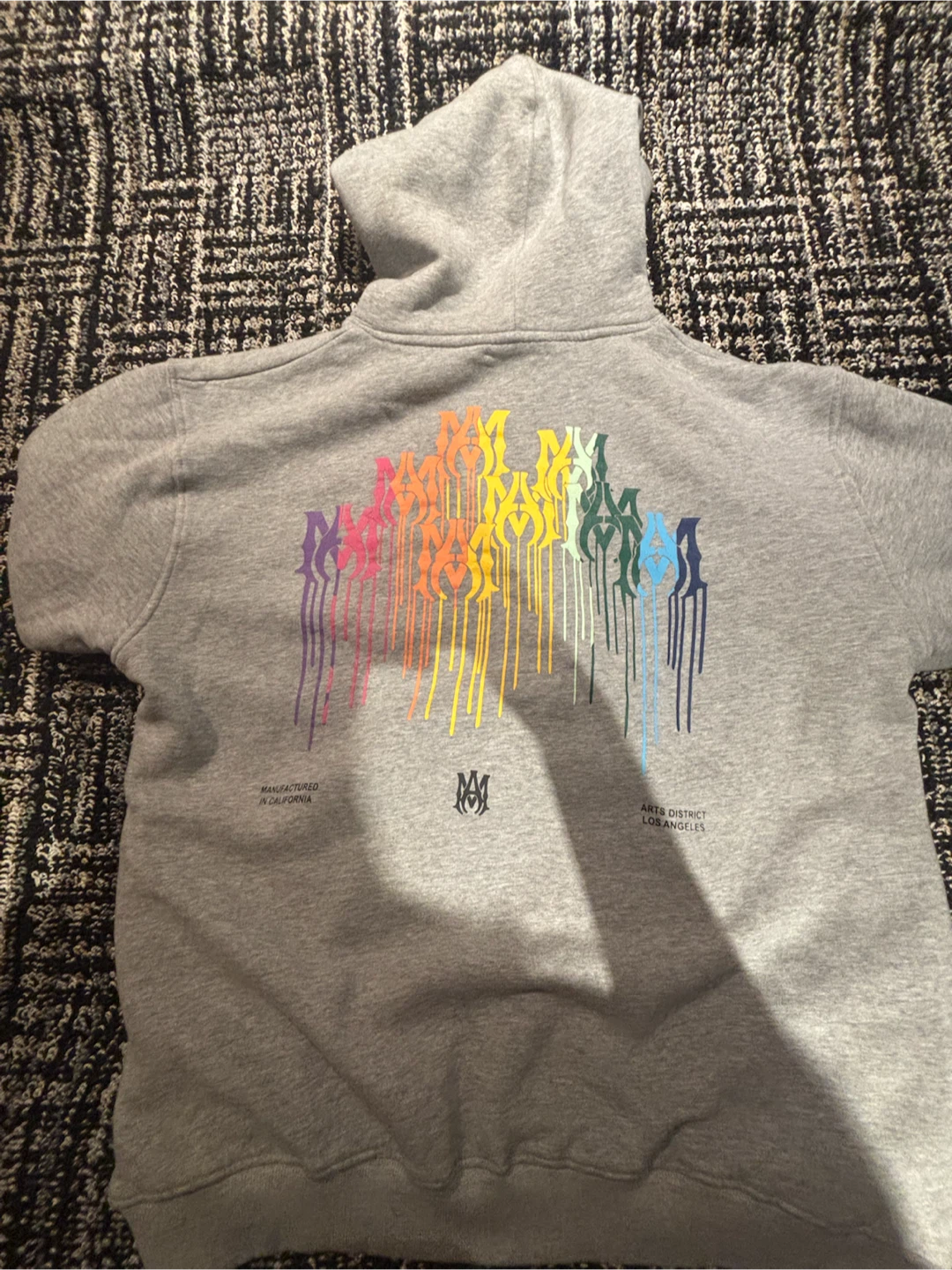 AMIRI Grey Hoodie with Rainbow Drip Logo - XL - photo 3
