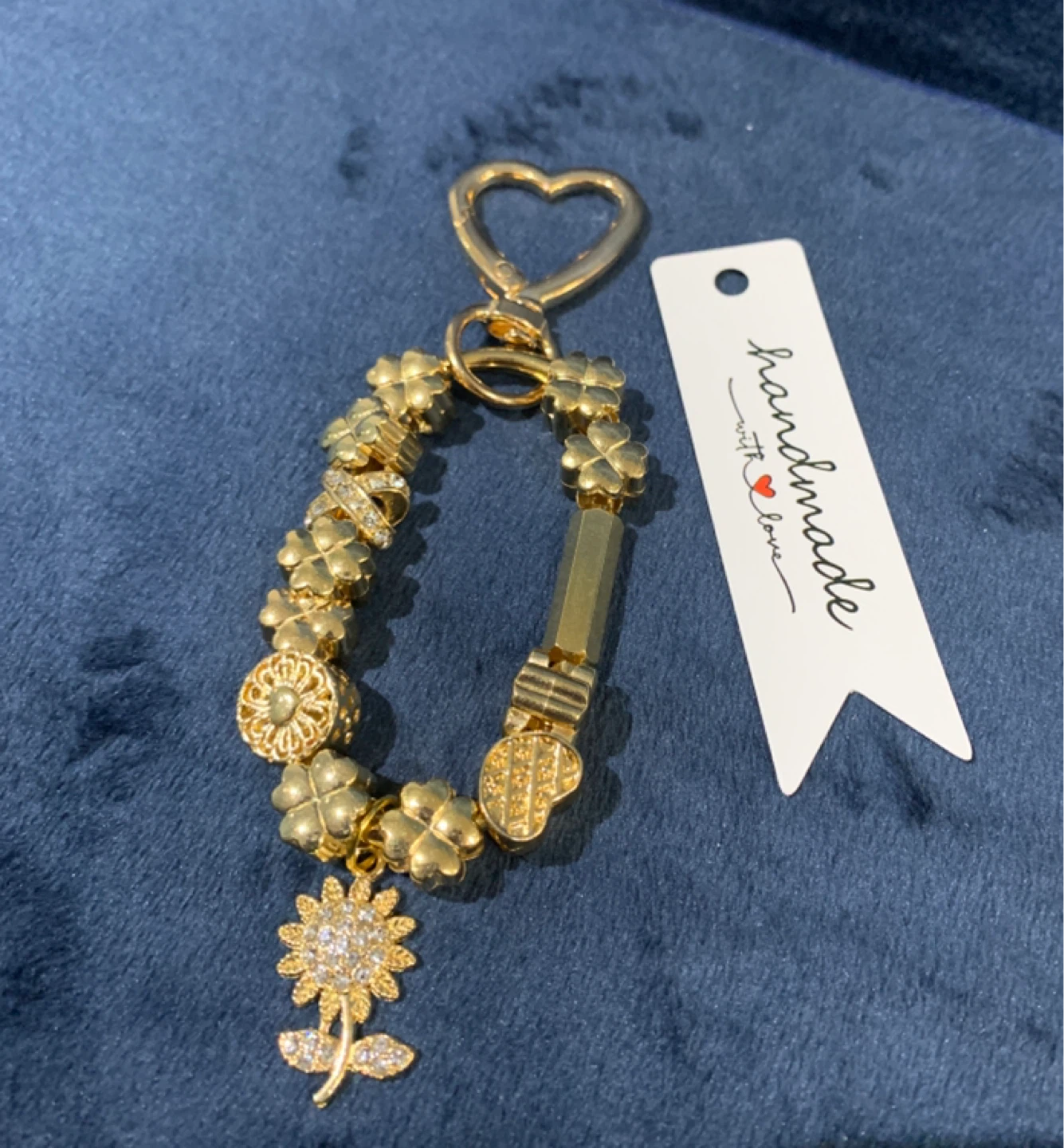 Handmade Gold-Tone Flower Keychain